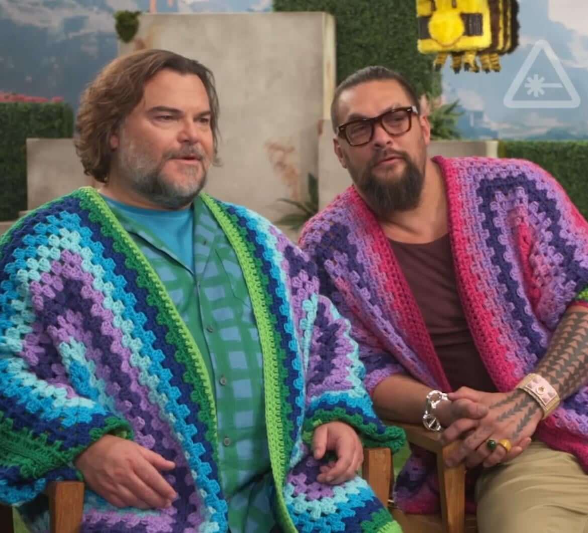Jason Momoa and Jack Black Rock Matching Crochet Sweaters in Viral
